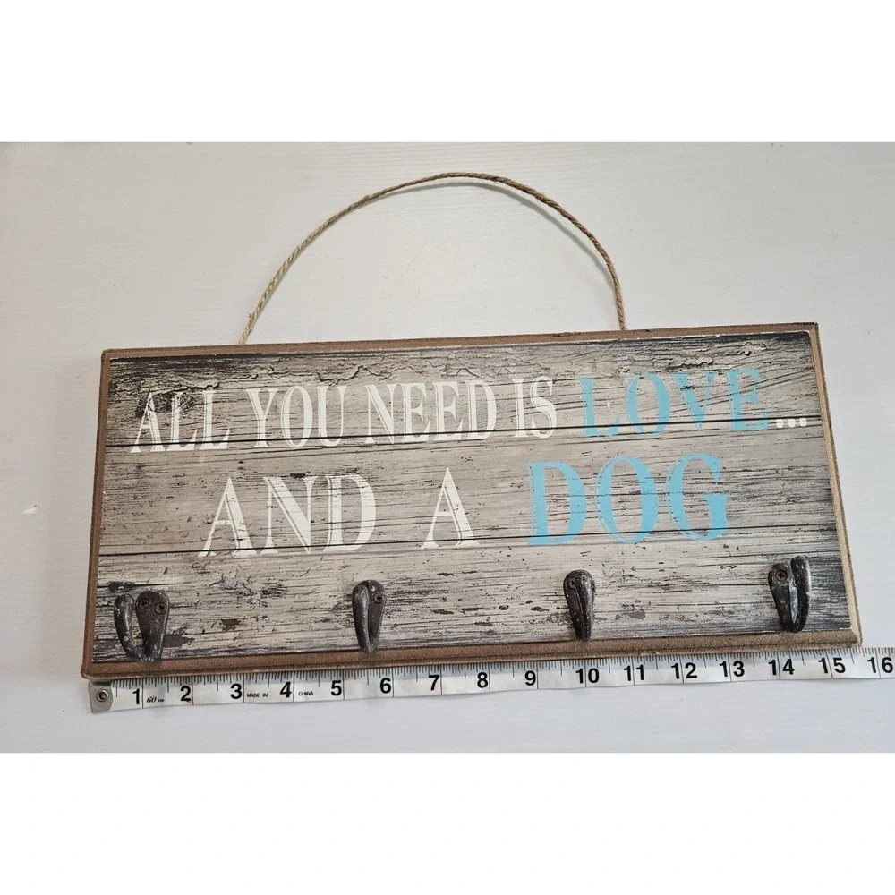 Vintage Style Pier 1 Rustic Wooden Dog Sign  Farmhouse Wall Decor